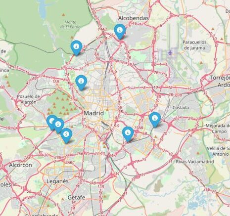 Mapa de zonas para aparcar gratis en Madrid